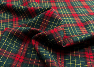 The Traitor Dark Red Green Check Wool Suiting Fabric CU