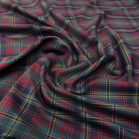 Thistle Check Flannel Cotton Teal Red Woven Shirting Fabric CU