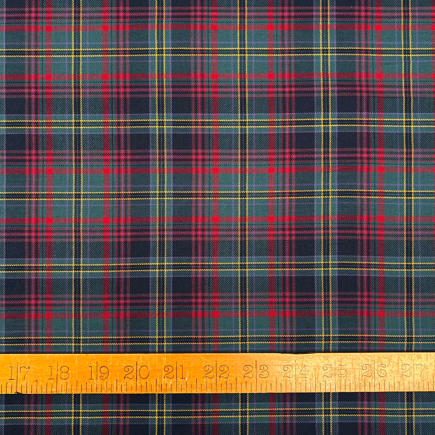 Thistle Check Flannel Cotton Teal Red Woven Shirting Fabric Rule