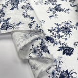 Tokoto Linen White Navy Blue Floral Print Woven Dress Fabric Fold