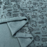 Towelling Animal Friends Blue Cotton Polyester Jersey Fabric Fold