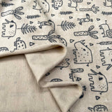 Cotton Polyester Jersey Fabric Towelling Animal Friends Cream Fold