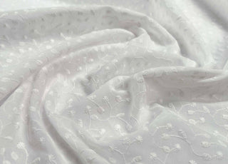 White Floral Embroidered Cotton Lawn Dress Fabric Twice as Nice CU