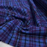 Violetta Check Coating Wool Cashmere Blue Purple Black Italian Woven Fabric CU