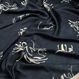 Viscose Satin Rowan Navy White Abstract Print Woven Dress Fabric CU
