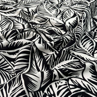 Viscose Slub - Monochrome Jungle Leaf