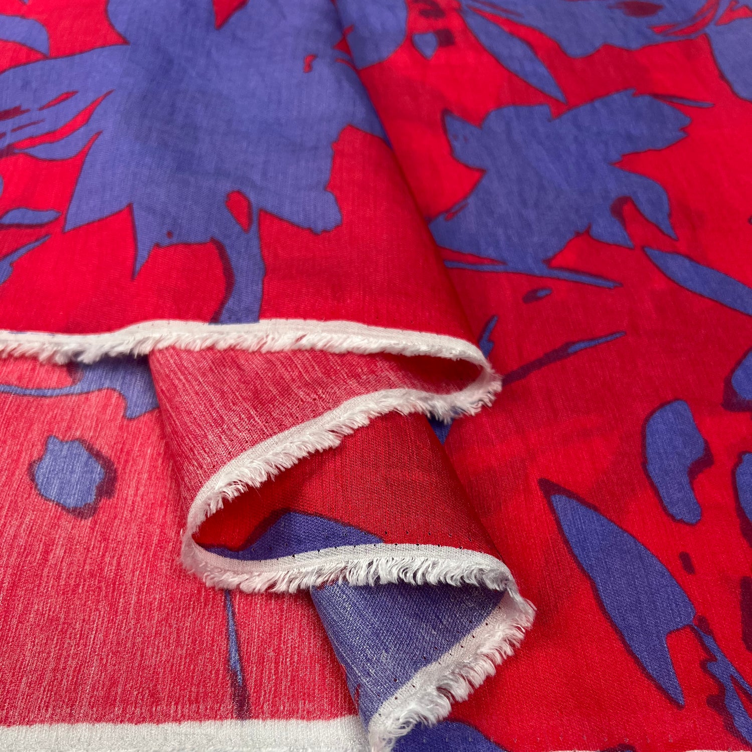 Viscose Twill Leaves Cerise Purple Nylon Oeko Tex Lightweight Woven Dress Fabric Fold