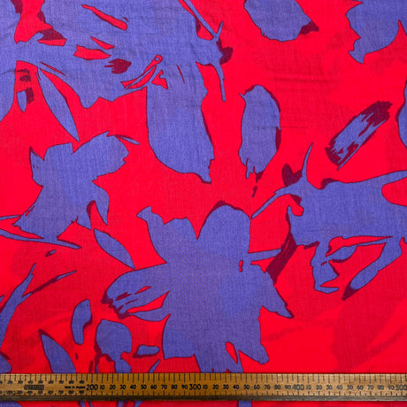 Viscose Twill Leaves Cerise Purple Nylon Oeko Tex Lightweight Woven Dress Fabric Ruler
