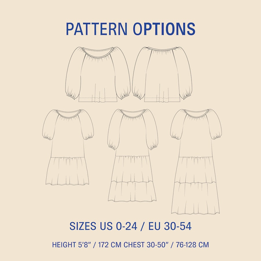 Wardrobe By Me Patterns Moira Blouse and Dress pattern options