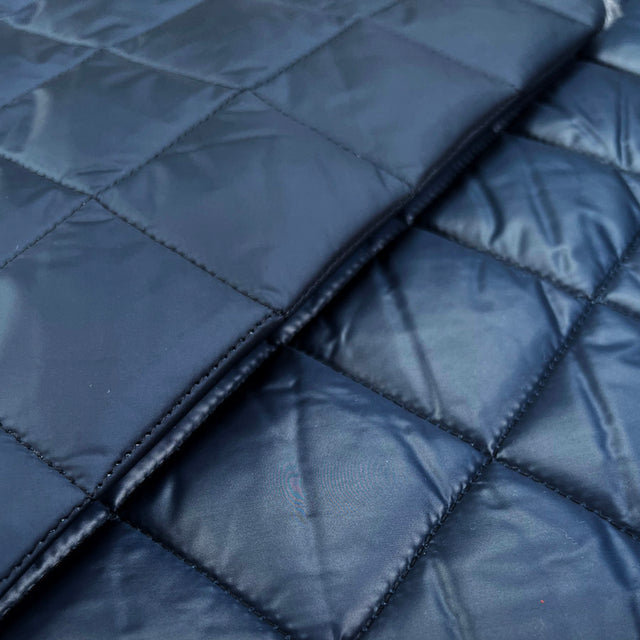 Water Resistant Diamond Quilted Fabric Luxury Quilting Navy CU