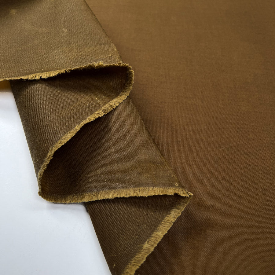 Waxed Cotton Canvas Tan Brown Waterproof British Coating Fabric Fold
