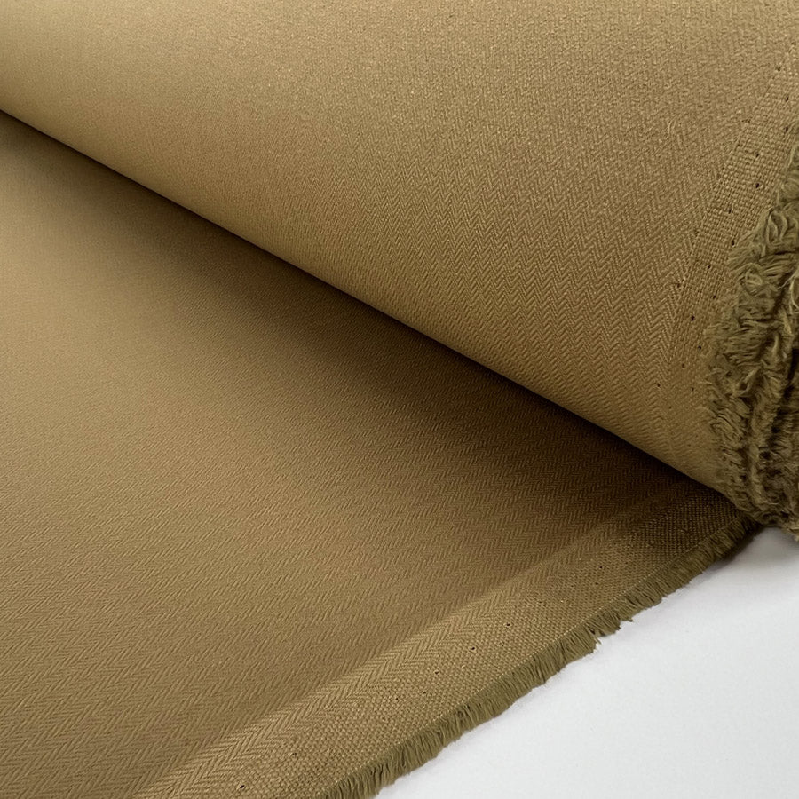Weatherford Herringbone Beige Cotton British Millerain Water Resistant Coating Fabric Roll