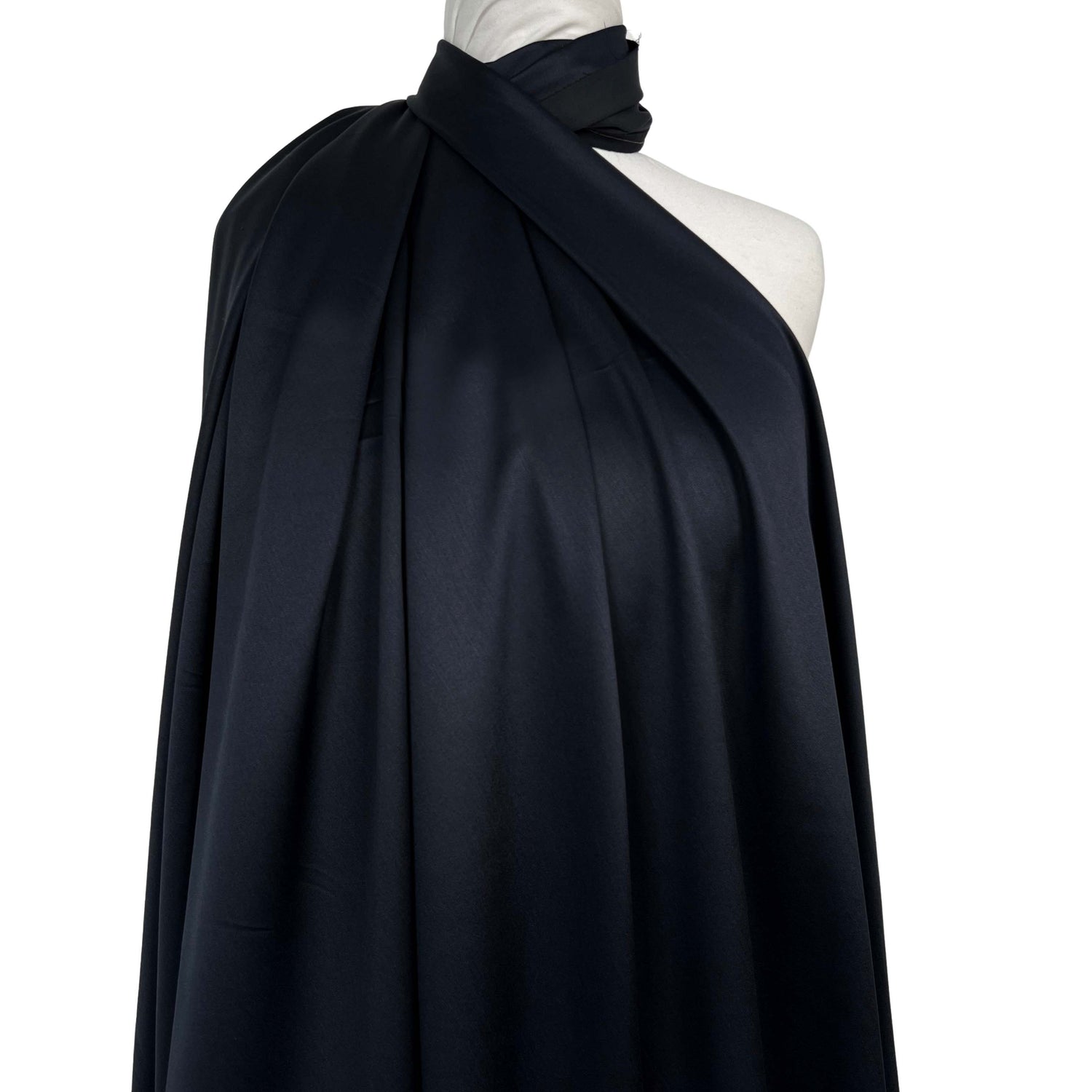 What Shines Yonder Polyester Navy Black Satin Heavy Dress Fabric Mannequin