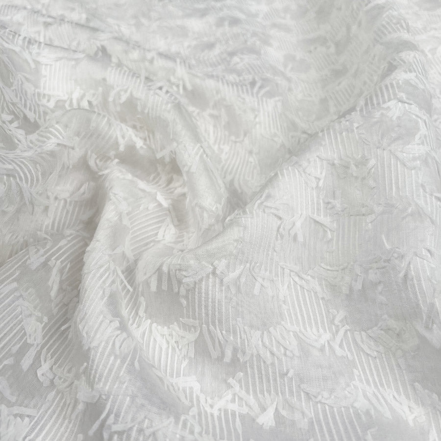 Whisper Weave Polyester Cotton White Sheer Circle Woven Dress Fabric
