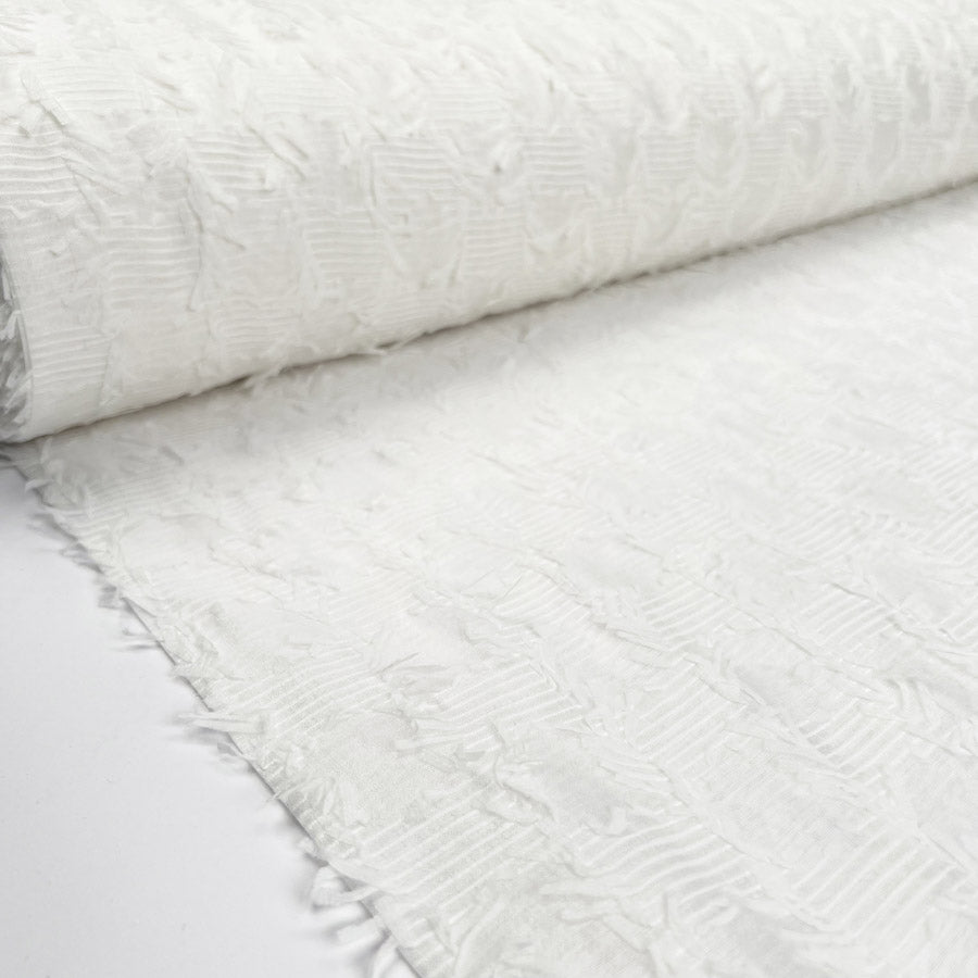 Whisper Weave Polyester Cotton White Sheer Circle Woven Dress Fabric Bolt