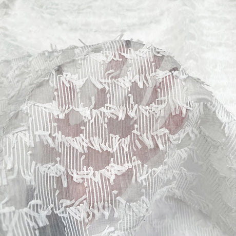 Whisper Weave Polyester Cotton White Sheer Circle Woven Dress Fabric CU