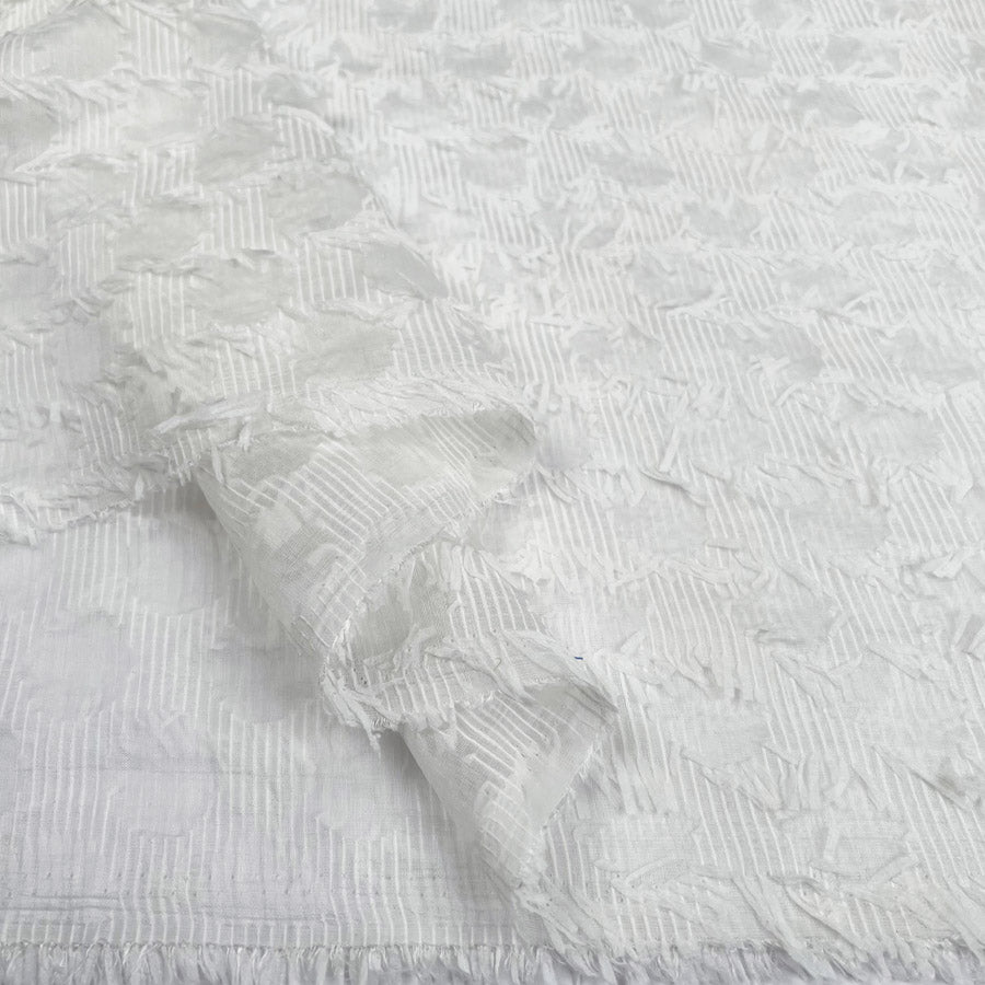 Whisper Weave Polyester Cotton White Sheer Circle Woven Dress Fabric Fold