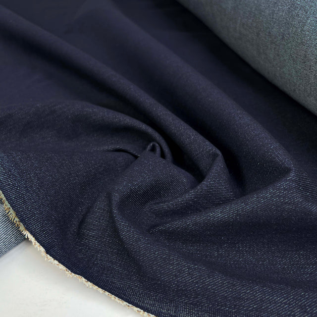 Wide Width Recycled Cotton Denim Indigo Blue Woven Trouser Fabric CU