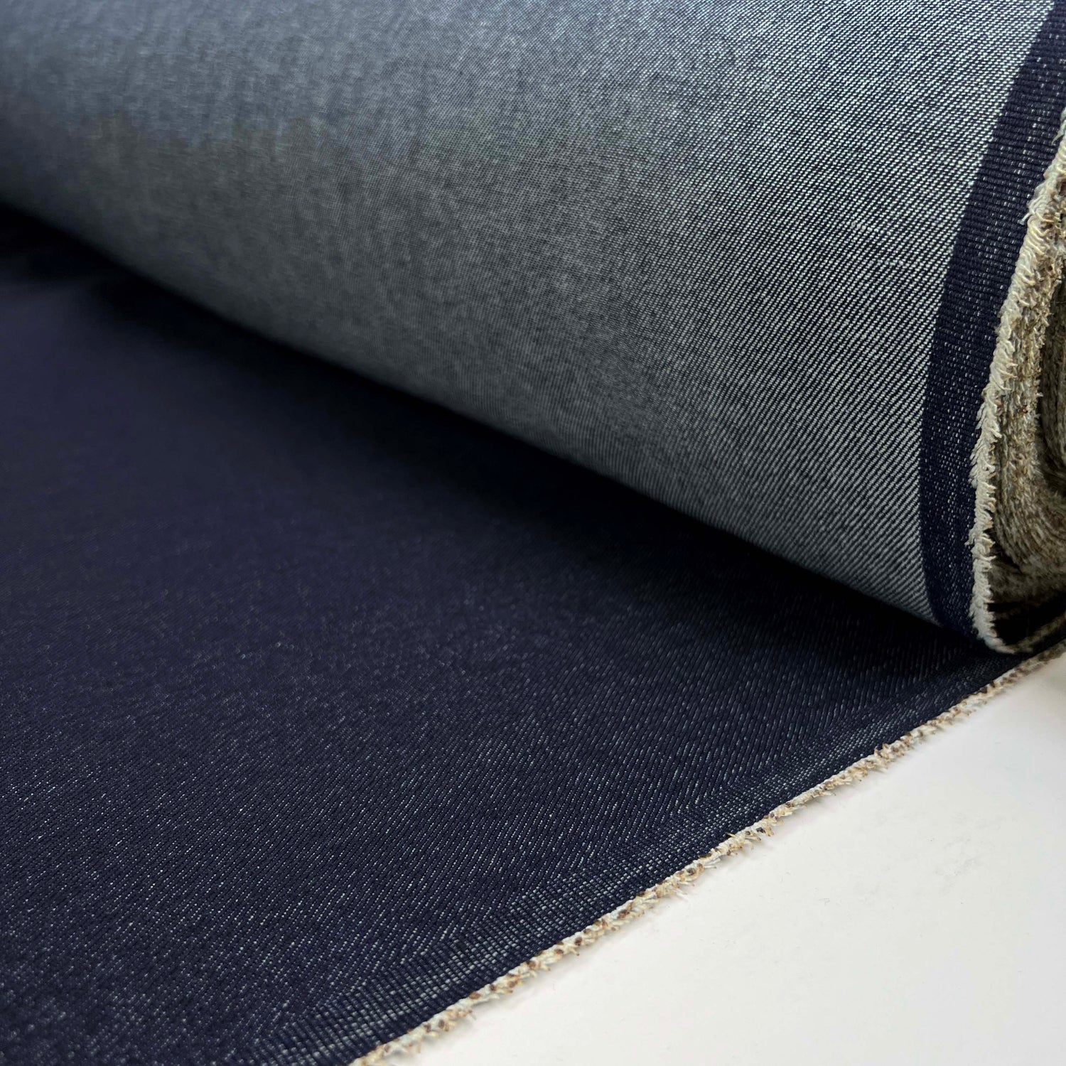 Wide Width Recycled Cotton Denim Indigo Blue Woven Trouser Fabric Roll