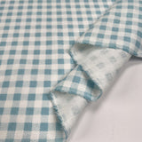 Winceyette Check Pastel Blue White Brushed Cotton Polyester Woven Flannel Fabric Fold