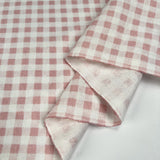 Winceyette Check Pastel Pink White Brushed Cotton Polyester Woven Flannel Fabric Fold