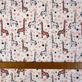 Winceyette Giraffes Pink Black Cotton Polyester Soft Brushed Flannel Childrens Fabric Ruler