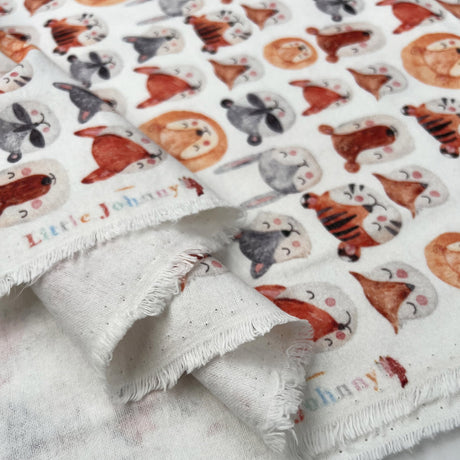 Winceyette Sleeping Animals Soft Brushed Cotton Flannel Orange Grey White Fabric Fold