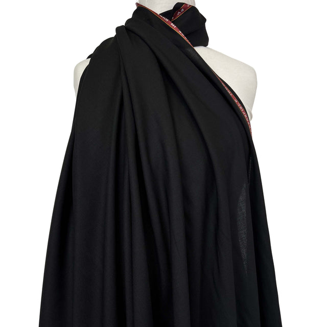 British Ex-Designer Black Wool Suiting Fabric Wool Antich - Black Mannequin