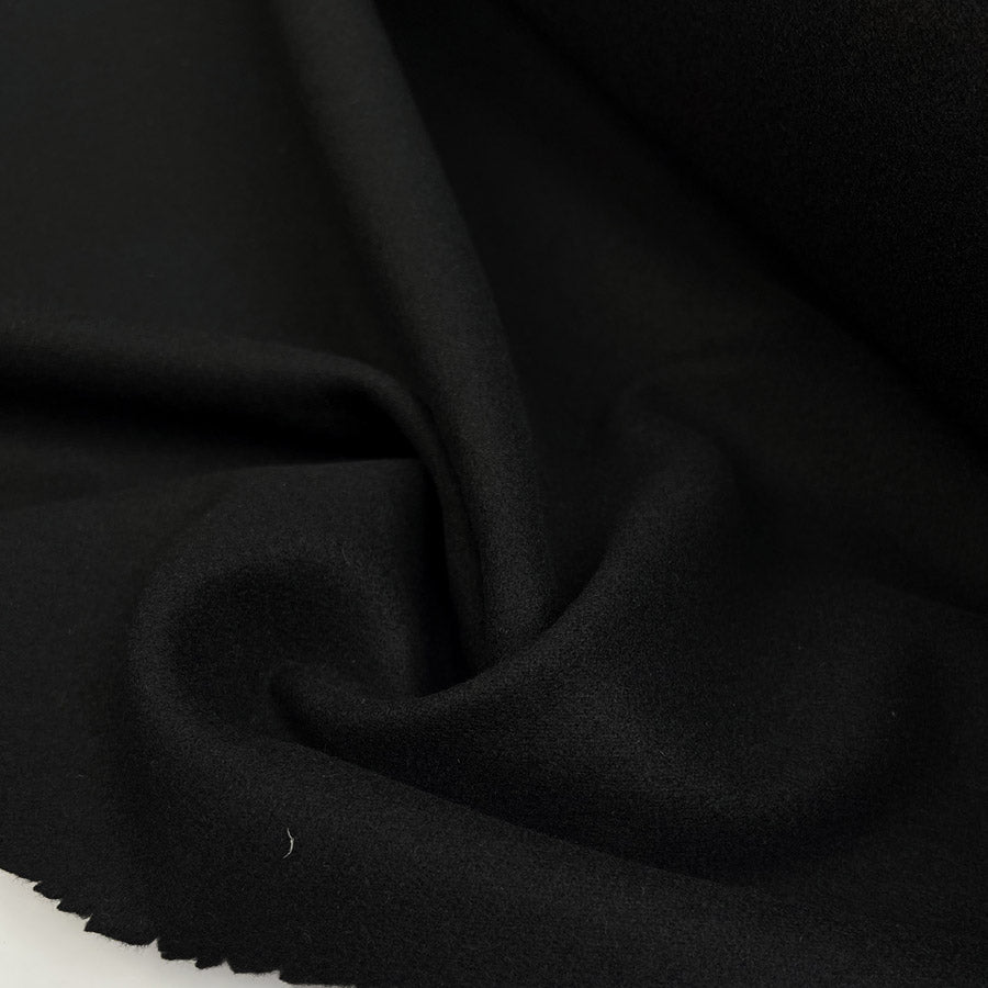 Wool Coating Moss Melton Black Heavy British Woven Fabric CU