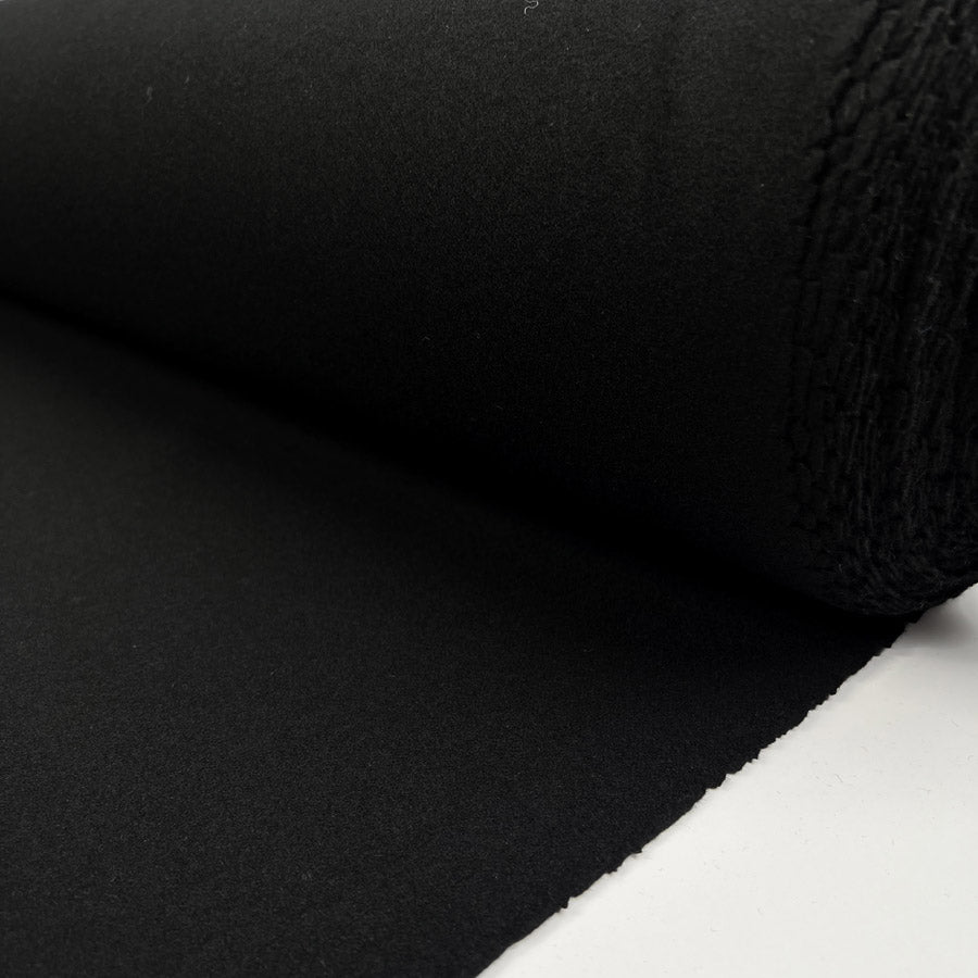 Wool Coating Moss Melton Black Heavy British Woven Fabric Roll