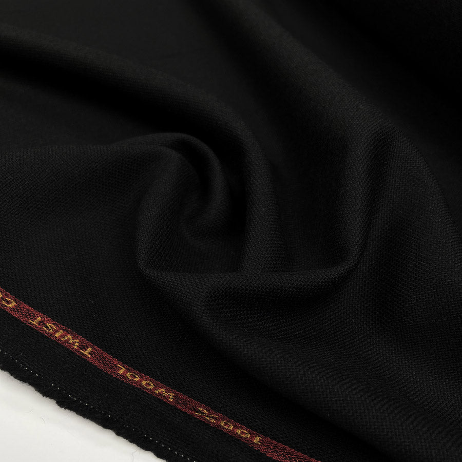 Wool Suiting Canvas Hopsack Black Woven Fabric Made in England CU