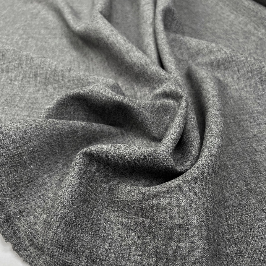 Wool Suiting Tabby Flannel Light Grey British Woven Fabric CU