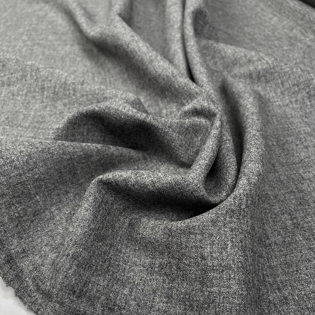 Wool Suiting Tabby Flannel Light Grey British Woven Fabric CU