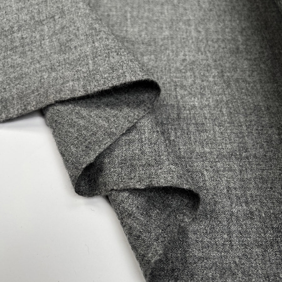Wool Suiting Tabby Flannel Light Grey British Woven Fabric Fold