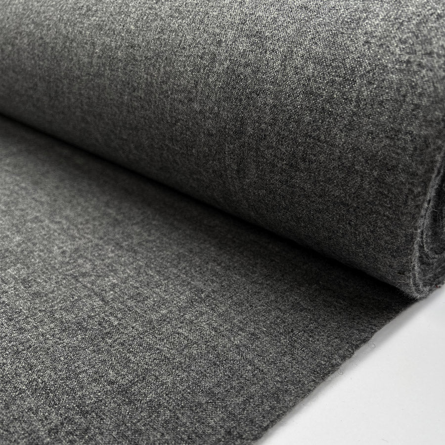 Wool Suiting Tabby Flannel Light Grey British Woven Fabric Roll