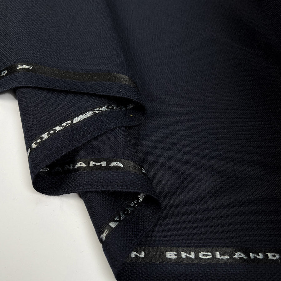 Wool Suiting Worsted Panama Heavy Navy British Woven Fabric Fold