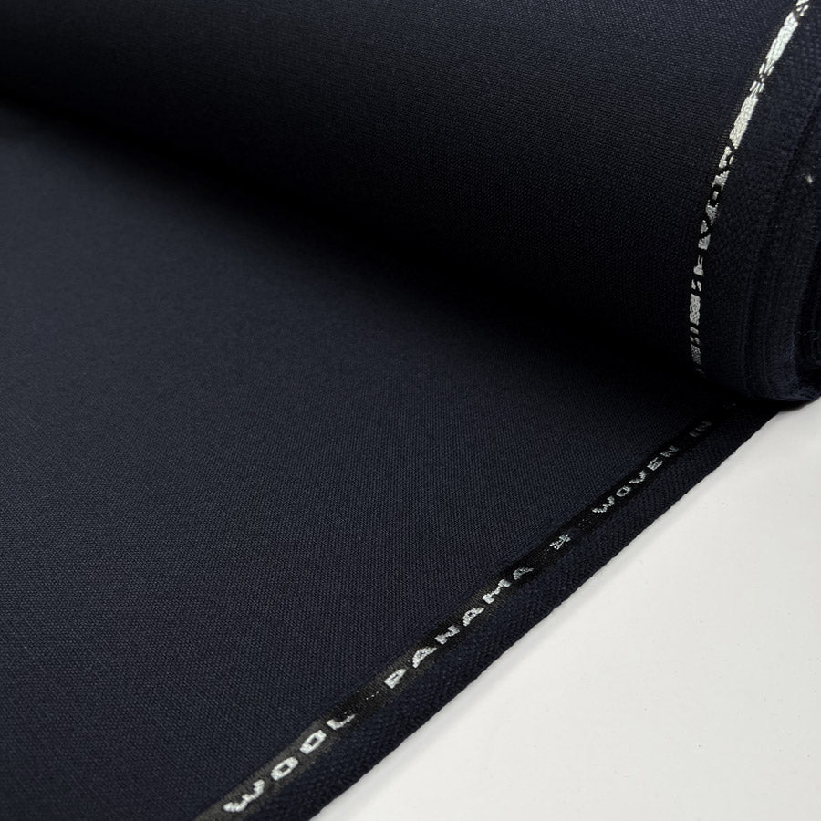 Wool Suiting Worsted Panama Heavy Navy British Woven Fabric Roll
