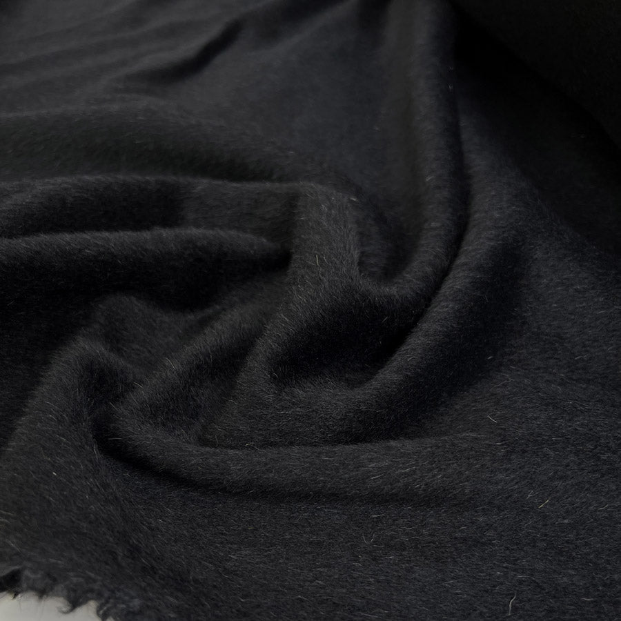Wool and Whisper Black Alpaca Ex Designer Italian Coating Fabric CU