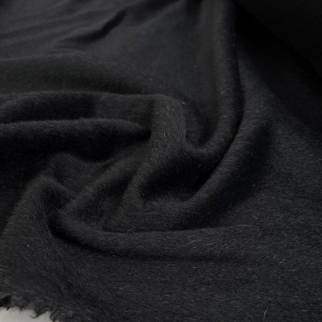 Wool and Whisper Black Alpaca Ex Designer Italian Coating Fabric CU