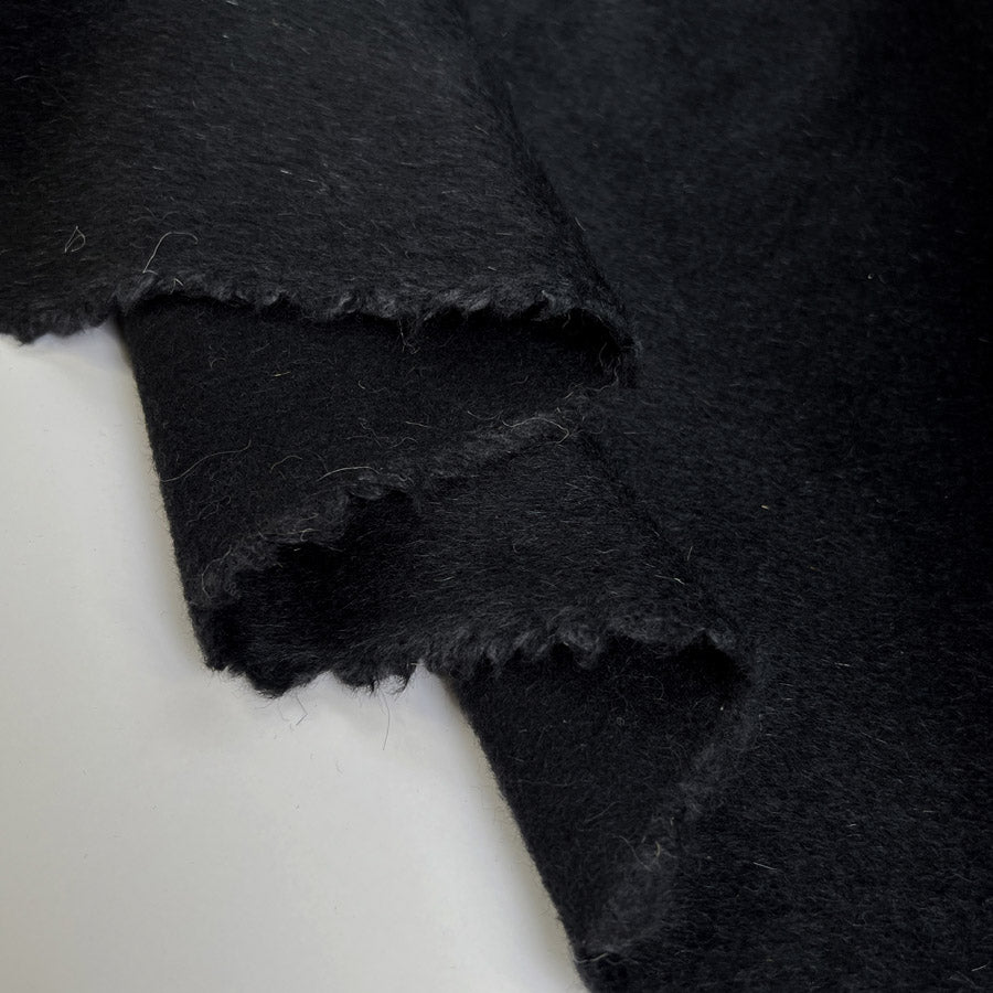 Wool and Whisper Black Alpaca Ex Designer Italian Coating Fabric Fold
