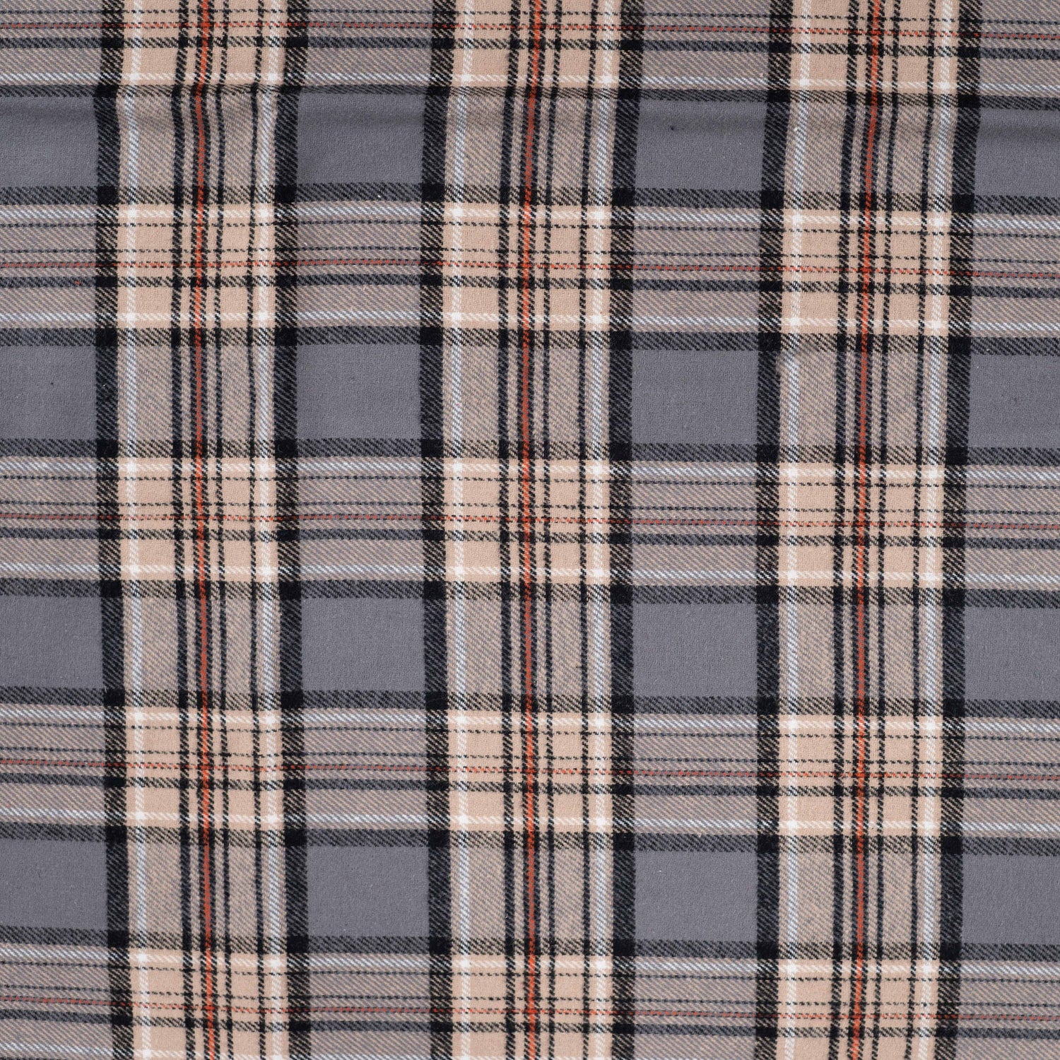Country Flannel Brown Check Brushed Cotton Dress Fabric fabric, full