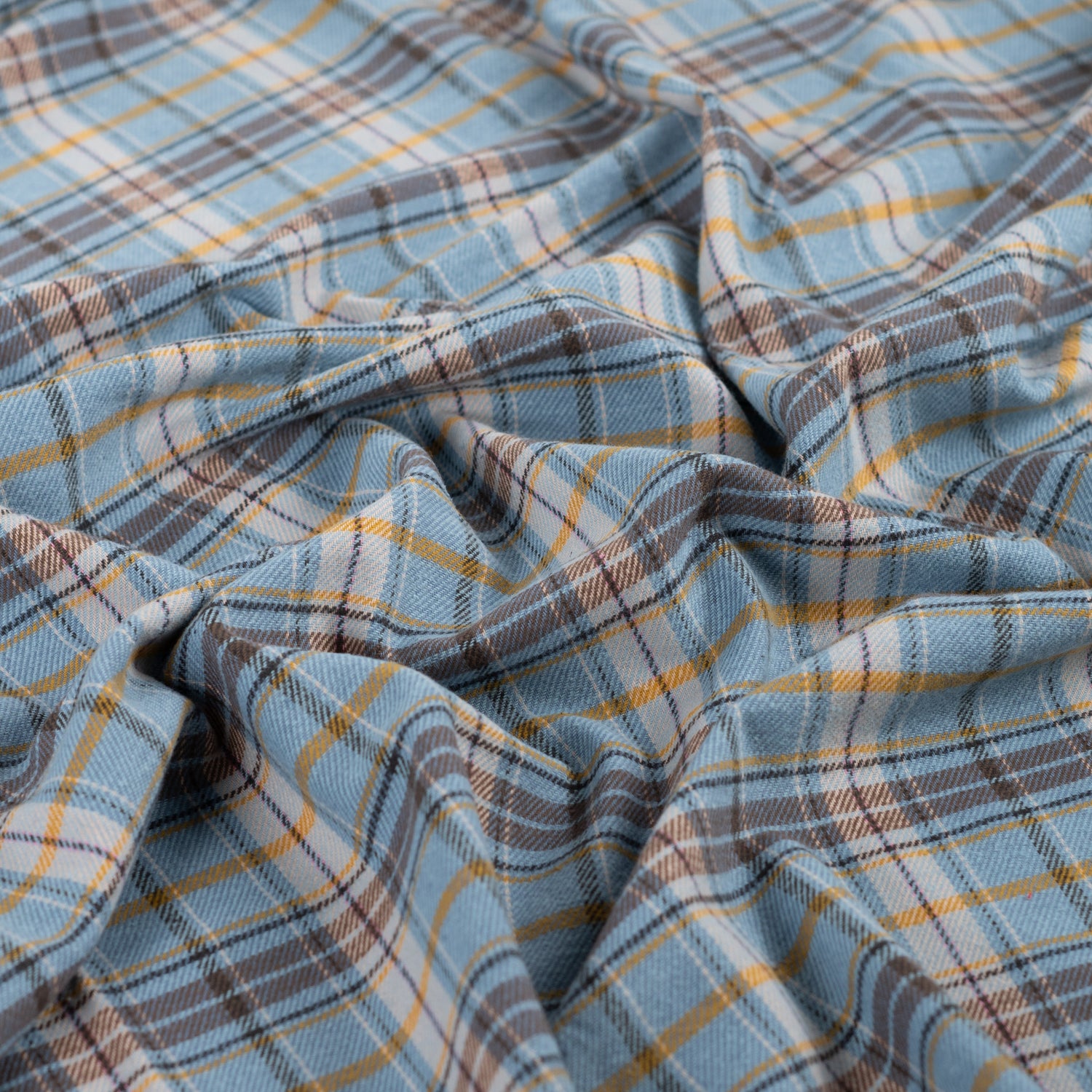 Country Flannel Sky Check Brushed Cotton Dress Fabric fabric, close-up