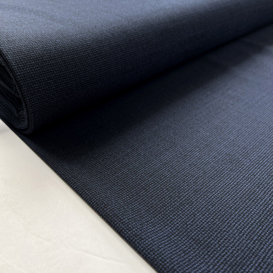 A Gentle Reminder Navy Italian Wool Tiny Check Woven Suiting Fabric Bolt 1