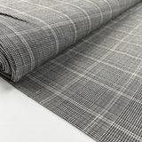 A Mixture Polyester Viscose Linen Black Cream Check Suiting Fabric Bolt