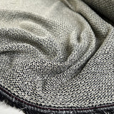 A Tweed Polyester Cotton Cream Black Woven Coating Fabric