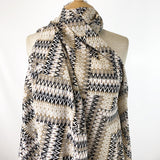 Abstract Zig Zag Beige Black Chiffon Abstract Polyester Dress Fabric Bust