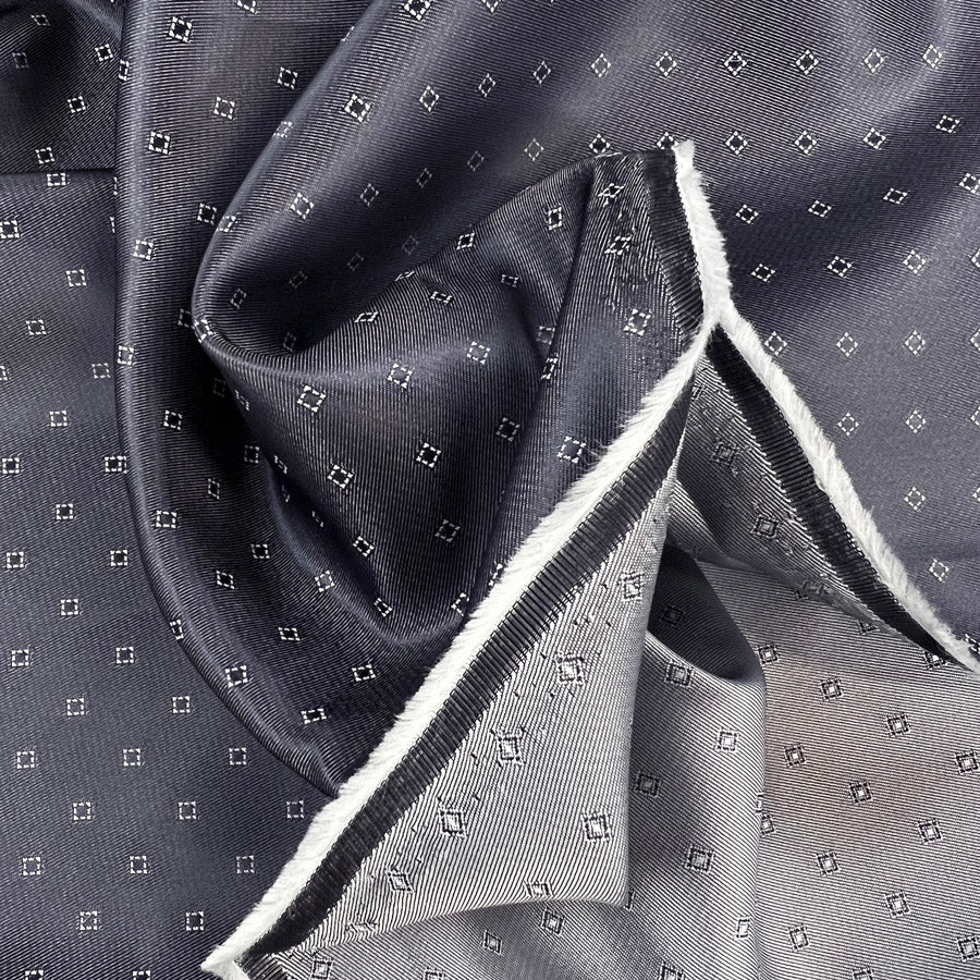 Acetate Viscose Blend Fabric Jaquard Grey Lining Hermes Diamond