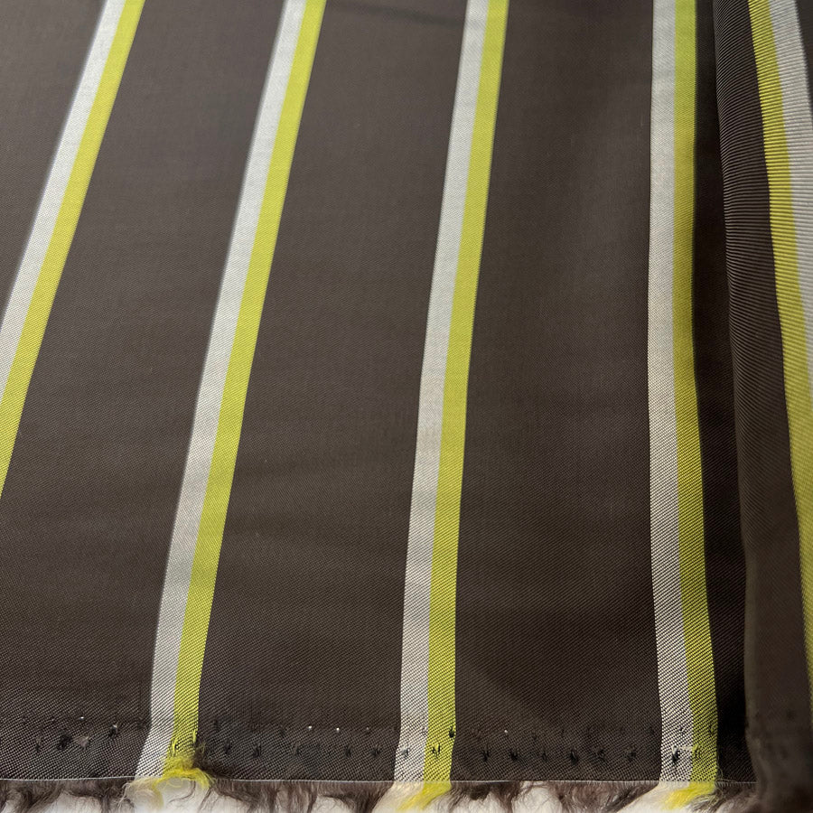 Acetate Viscose Blend Fabric Lining Hermes Green Brown Silver Stripe Roll