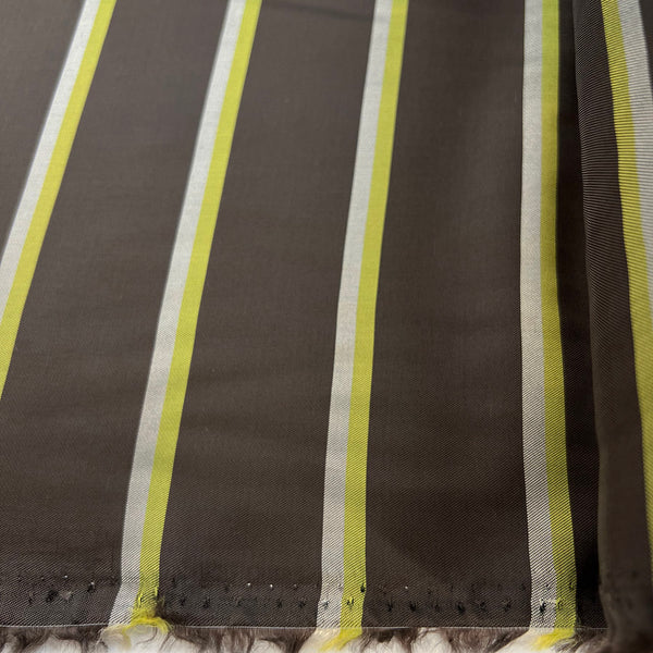 Acetate Viscose Blend Fabric Lining Hermes Green Brown Silver Stripe Roll