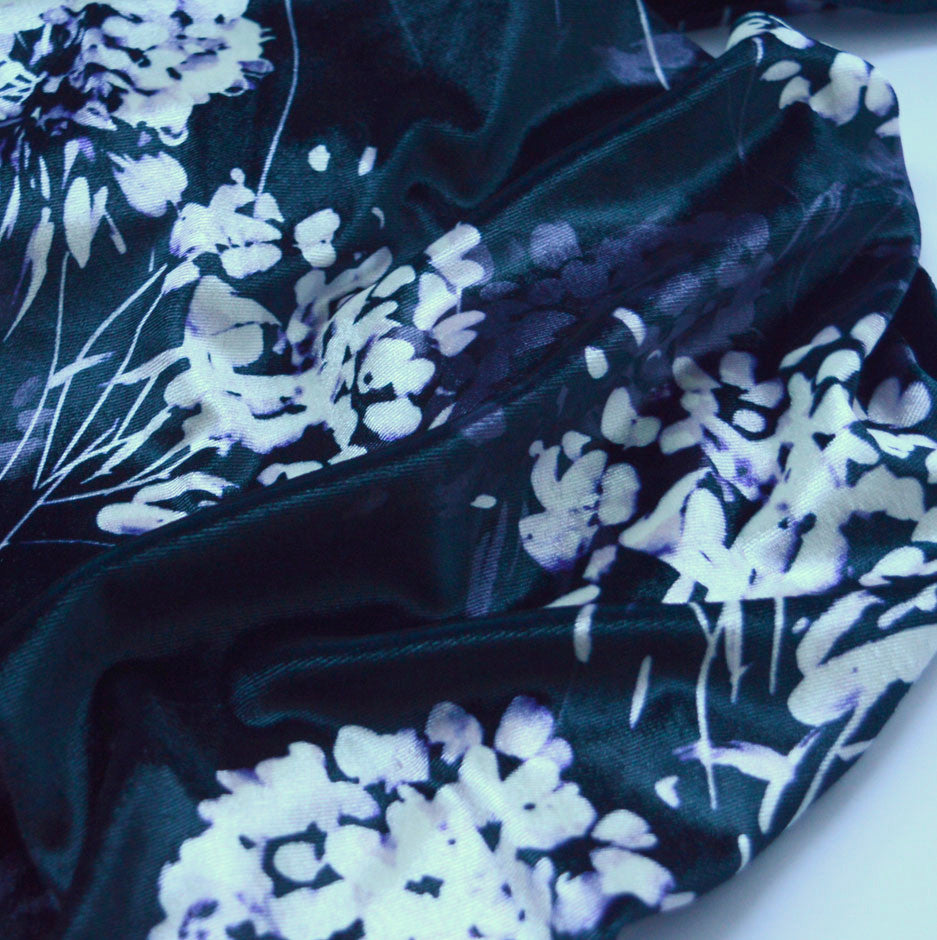 Almost As Good As A Bath John Kaldor Velvet Black Floral Dress Fabric Cu1